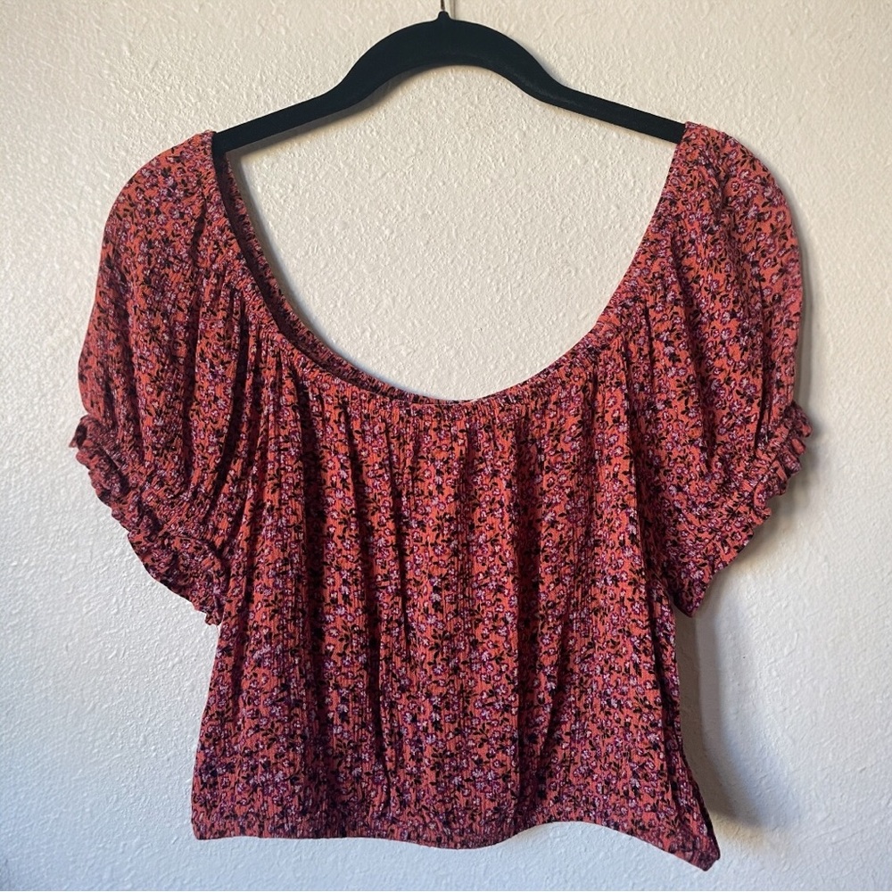 Sky & Sparrow Women’s Floral Cropped Blouse | Size Large